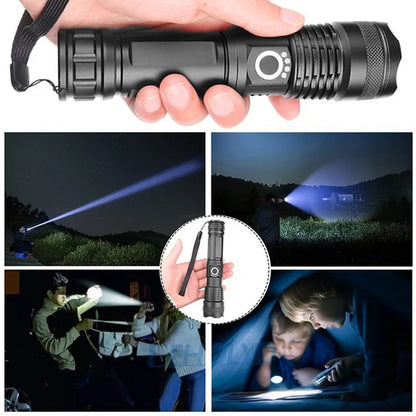 XHP100 Ultra Bright LED Flashlight - 5 Modes, USB Rechargeable