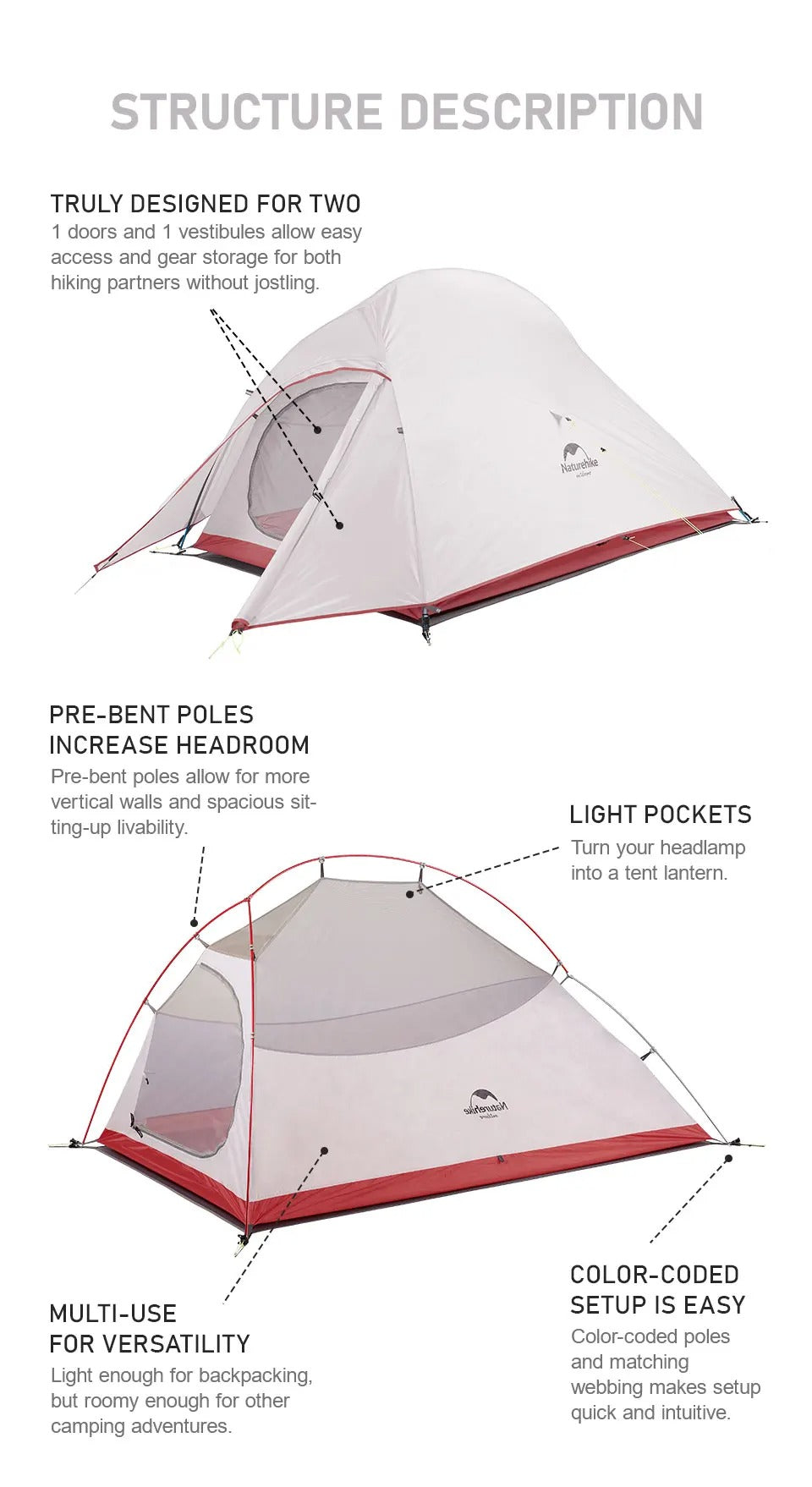 Naturehike Cloud Up 2 Ultralight Free Standing Tent - (2 Person)